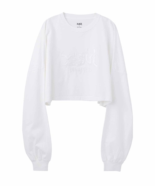 X-girl(エックスガール)の「SATIN PATCH L/S WIDE TEE(Tシャツ/カットソー・レディース・ブラック/ブルー/ホワイト・S/M)」の17枚目の写真