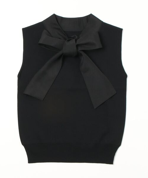 AND COUTURE（アンドクチュール）の「異素材ボウタイノースリプルオーバー（シャツ/ブラウス・レディース・オフホワイト/ブラック/ライトベージュ・MEDIUM）」の2枚目の写真