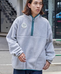 DISCUS ATHLETIC/ディスカス アスレチック フリース配色パイピング ビッグシルエットハーフジップ ボアスウェット