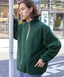 DISCUS ATHLETIC/ディスカス アスレチック フリース配色パイピング ビッグシルエットハーフジップ ボアスウェット