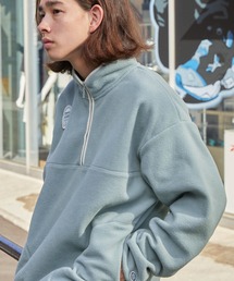 DISCUS ATHLETIC/ディスカス アスレチック フリース配色パイピング ビッグシルエットハーフジップ ボアスウェット