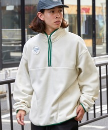 DISCUS ATHLETIC/ディスカス アスレチック フリース配色パイピング ビッグシルエットハーフジップ ボアスウェット