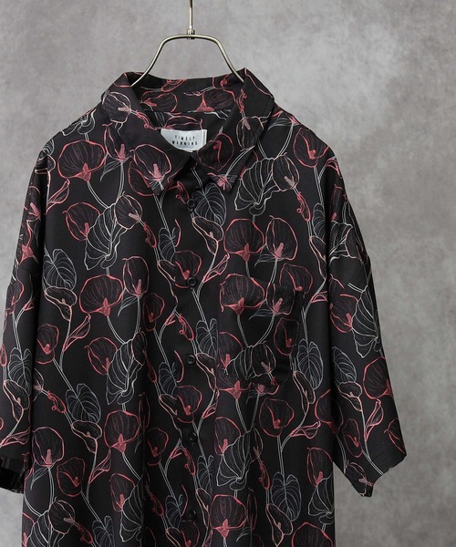 Right-on(ライトオン)の「【WEB限定】 総柄シャツ(シャツ/ブラウス・メンズ・ピンク/ダークグレー/ブラック/ブルー/ブラック×ブルー/グレー/サックスブルー/ライム/グリーン/ホワイト/ブラック×レッド・L/M/XL)」の4枚目の写真