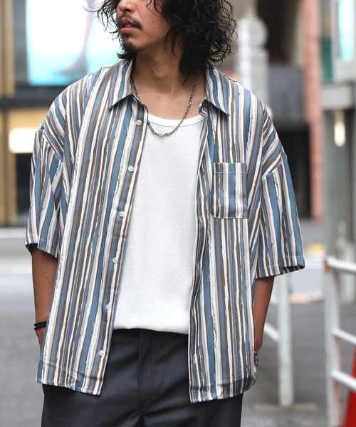 Right-on(ライトオン)の「【WEB限定】 総柄シャツ(シャツ/ブラウス・メンズ・ピンク/ダークグレー/ブラック/ブルー/ブラック×ブルー/グレー/サックスブルー/ライム/グリーン/ホワイト/ブラック×レッド・L/M/XL)」の10枚目の写真