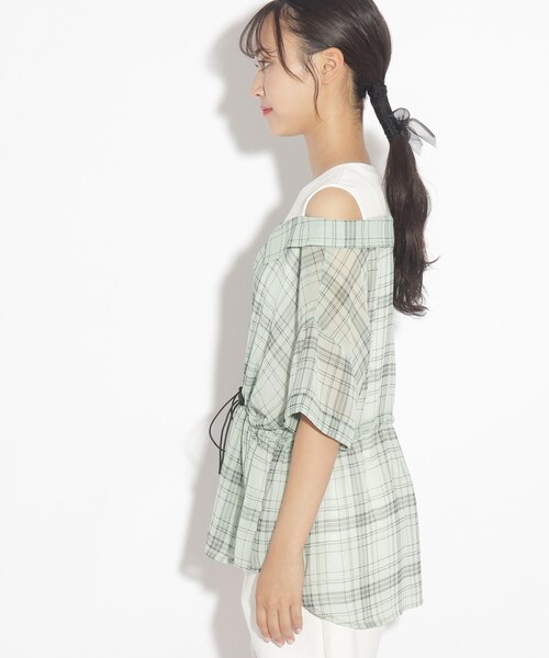 PINK-latte（ピンクラテ）の「◆レイヤード風透けシャツトップス（シャツ/ブラウス・キッズ・ピンク系その他/ホワイト系4/ライトグリーン系1・15 /14/16）」の19枚目の写真