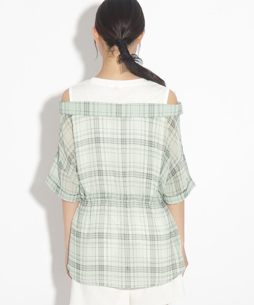 PINK-latte（ピンクラテ）の「◆レイヤード風透けシャツトップス（シャツ/ブラウス・キッズ・ピンク系その他/ホワイト系4/ライトグリーン系1・15 /14/16）」の4枚目の写真