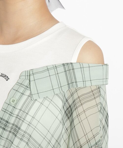 PINK-latte（ピンクラテ）の「◆レイヤード風透けシャツトップス（シャツ/ブラウス・キッズ・ピンク系その他/ホワイト系4/ライトグリーン系1・15 /14/16）」の8枚目の写真