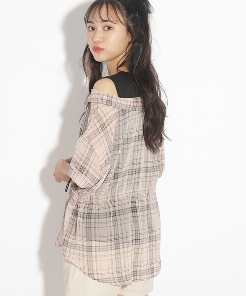 PINK-latte（ピンクラテ）の「◆レイヤード風透けシャツトップス（シャツ/ブラウス・キッズ・ピンク系その他/ホワイト系4/ライトグリーン系1・15 /14/16）」の21枚目の写真