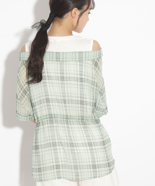 PINK-latte（ピンクラテ）の「◆レイヤード風透けシャツトップス（シャツ/ブラウス・キッズ・ピンク系その他/ホワイト系4/ライトグリーン系1・15 /14/16）」の22枚目の写真