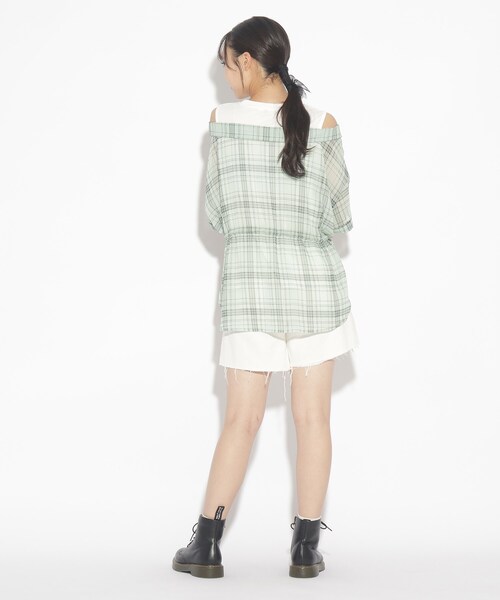 PINK-latte（ピンクラテ）の「◆レイヤード風透けシャツトップス（シャツ/ブラウス・キッズ・ピンク系その他/ホワイト系4/ライトグリーン系1・15 /14/16）」の15枚目の写真