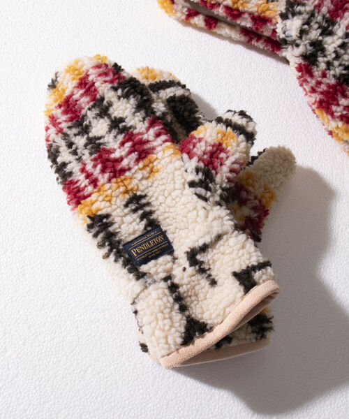 PENDLETON（ペンドルトン）の「【PENDLETON/ペンドルトン】別注HARDING ボアグローブ 手袋 ミトン フリース（手袋・メンズ・ホワイト系その他/ブラック系その他/ベージュ系その他・FREE）」の2枚目の写真
