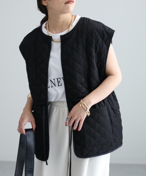 ap retro（アプレトロ）の「AW キルティングベスト（ベスト・レディース・ブラック/アイボリー/カーキ・FREE）」の8枚目の写真