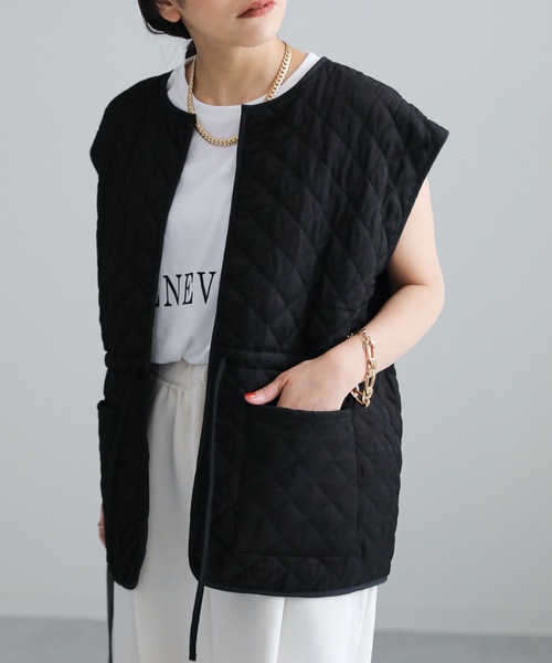 ap retro（アプレトロ）の「AW キルティングベスト（ベスト・レディース・ブラック/アイボリー/カーキ・FREE）」の7枚目の写真