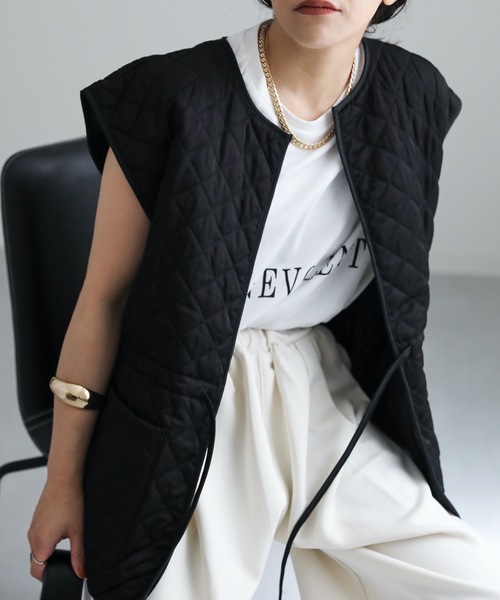 ap retro（アプレトロ）の「AW キルティングベスト（ベスト・レディース・ブラック/アイボリー/カーキ・FREE）」の12枚目の写真