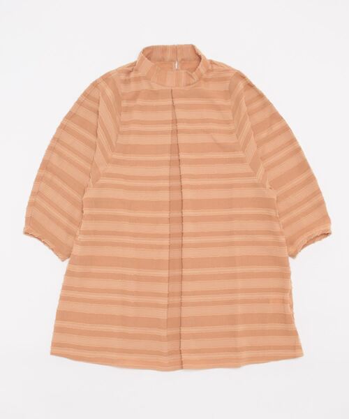 STYLEBLOCK(スタイルブロック)の「ジャガードボーダーコクーンスリーブブラウス(シャツ/ブラウス・レディース・ブラウン系その他/ブラック/ホワイト・M)」の1枚目の写真