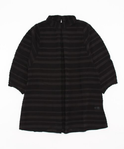 STYLEBLOCK(スタイルブロック)の「ジャガードボーダーコクーンスリーブブラウス(シャツ/ブラウス・レディース・ブラウン系その他/ブラック/ホワイト・M)」の3枚目の写真