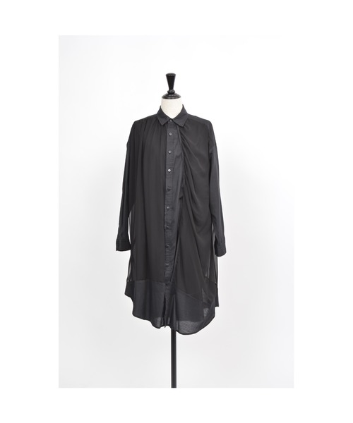 gomme（ゴム）の「C/Wビエラ　ロングシャツ（シャツ/ブラウス・レディース・ブラック/ベージュ・MEDIUM）」の12枚目の写真