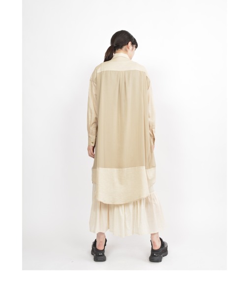 gomme（ゴム）の「C/Wビエラ　ロングシャツ（シャツ/ブラウス・レディース・ブラック/ベージュ・MEDIUM）」の4枚目の写真