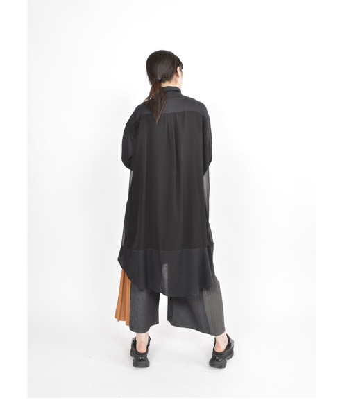 gomme（ゴム）の「C/Wビエラ　ロングシャツ（シャツ/ブラウス・レディース・ブラック/ベージュ・MEDIUM）」の10枚目の写真