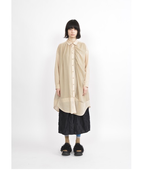 gomme（ゴム）の「C/Wビエラ　ロングシャツ（シャツ/ブラウス・レディース・ブラック/ベージュ・MEDIUM）」の5枚目の写真