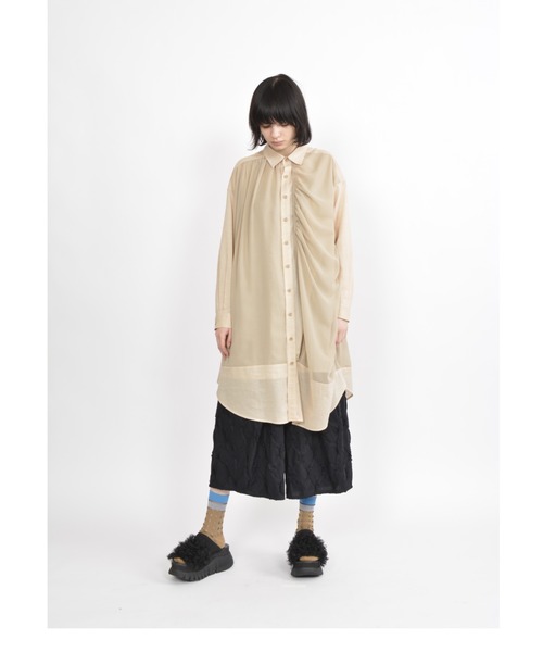 gomme（ゴム）の「C/Wビエラ　ロングシャツ（シャツ/ブラウス・レディース・ブラック/ベージュ・MEDIUM）」の15枚目の写真