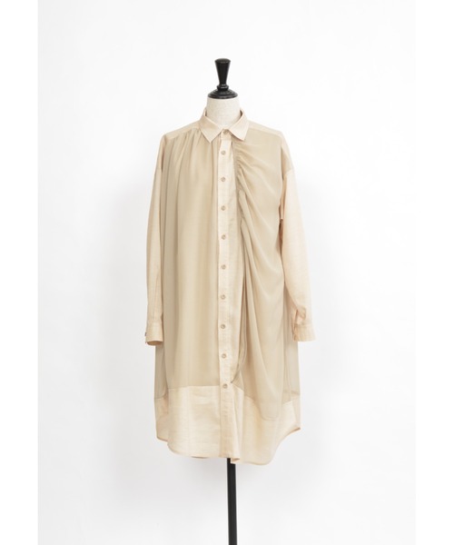 gomme（ゴム）の「C/Wビエラ　ロングシャツ（シャツ/ブラウス・レディース・ブラック/ベージュ・MEDIUM）」の11枚目の写真