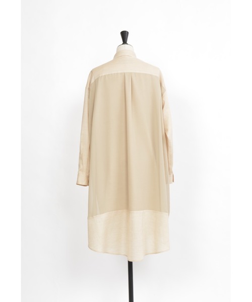 gomme（ゴム）の「C/Wビエラ　ロングシャツ（シャツ/ブラウス・レディース・ブラック/ベージュ・MEDIUM）」の6枚目の写真