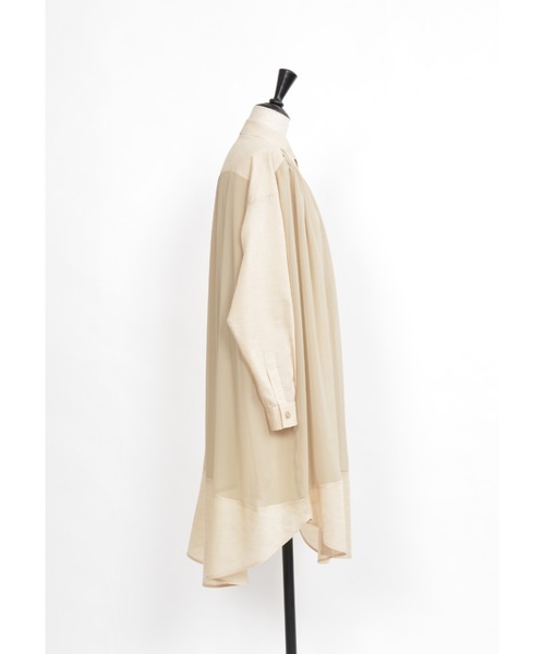 gomme（ゴム）の「C/Wビエラ　ロングシャツ（シャツ/ブラウス・レディース・ブラック/ベージュ・MEDIUM）」の9枚目の写真