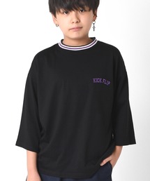 GLAZOS | 天竺・ビッグシルエットラインリブ7分袖Tシャツ(Tシャツ/カットソー)