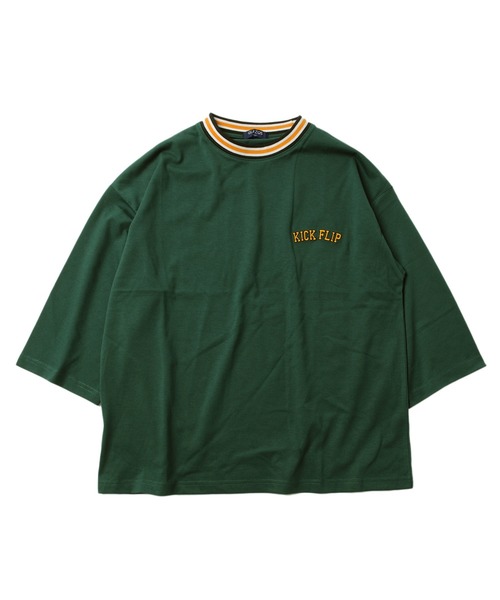 GLAZOS（グラソス）の「天竺・ビッグシルエットラインリブ7分袖Tシャツ（Tシャツ/カットソー・キッズ・ホワイト/ブラック/グリーン・130cm/140cm/150cm/160cm/170cm）」の19枚目の写真