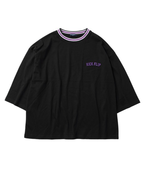 GLAZOS（グラソス）の「天竺・ビッグシルエットラインリブ7分袖Tシャツ（Tシャツ/カットソー・キッズ・ホワイト/ブラック/グリーン・130cm/140cm/150cm/160cm/170cm）」の13枚目の写真