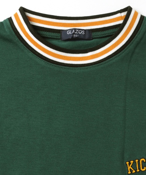 GLAZOS（グラソス）の「天竺・ビッグシルエットラインリブ7分袖Tシャツ（Tシャツ/カットソー・キッズ・ホワイト/ブラック/グリーン・130cm/140cm/150cm/160cm/170cm）」の12枚目の写真