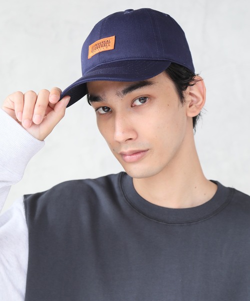 UNIVERSAL OVERALL（ユニバーサルオーバーオール）の「【UNIVERSAL OVERALL/ユニバーサルオーバーオール】TCツイルワンポイント ローキャップ/ワークキャップ（キャップ・メンズ・ネイビー/アイボリー・FREE）」の6枚目の写真