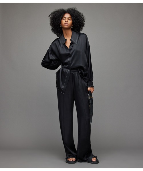 ALLSAINTS(オールセインツ)の「CHARLI SILK BLEND TROUSERS | CHARLI シルク ブレンド トラウザー(その他パンツ・レディース・ブラック・10/4/6/8)」の3枚目の写真