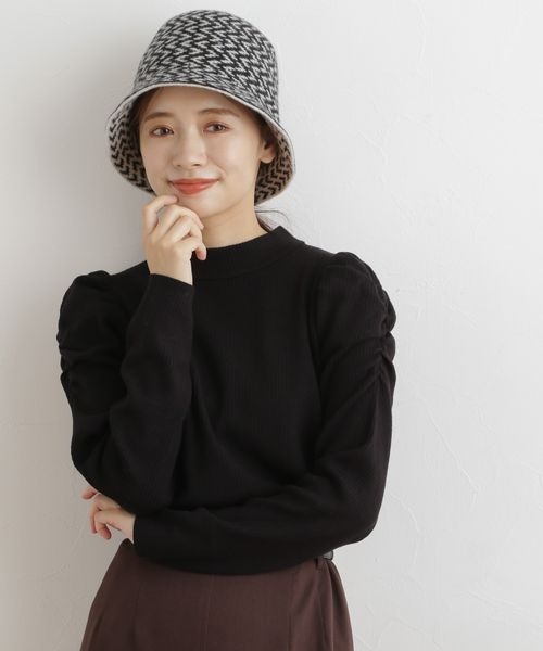 mysty woman（ミスティウーマン）の「ウォッシャブルパワショルニット 166516（ニット/セーター・レディース・ブラック/ダークブラウン/オフホワイト/ホワイト系その他/ブラック系その他・FREE）」の4枚目の写真