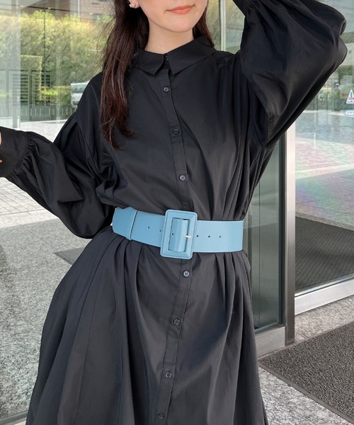 エイミーイストワール　シャツワンピース eimy istoire エイミーイストワール シャツワンピース パフスリーブ