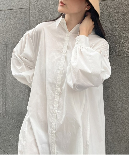 EIMY ISTOIRE(エイミーイストワール)の「バックシャンシャツワンピース(ワンピース・レディース・ホワイト/ブラック/グリーン系その他・FREE)」の4枚目の写真
