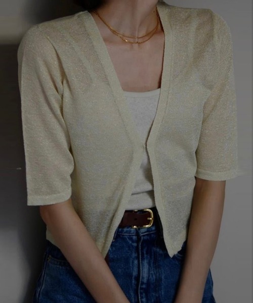 CISLYS(シスリス)の「【CISLYS】Shine 2way compact cardigan(カーディガン/ボレロ・レディース・グレー/アイボリー/ブラウン・FREE)」の4枚目の写真