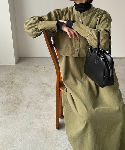 210nouve（トゥージュヌーブ）の「2WAYアンサンブルワンピース（シャツワンピース・レディース・ブラック/オリーブ/アイボリー・FREE）」の3枚目の写真