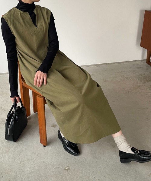 210nouve（トゥージュヌーブ）の「2WAYアンサンブルワンピース（シャツワンピース・レディース・ブラック/オリーブ/アイボリー・FREE）」の11枚目の写真