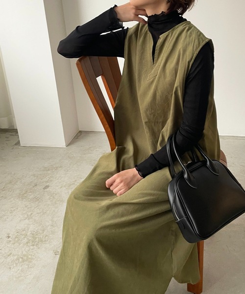 210nouve（トゥージュヌーブ）の「2WAYアンサンブルワンピース（シャツワンピース・レディース・ブラック/オリーブ/アイボリー・FREE）」の9枚目の写真