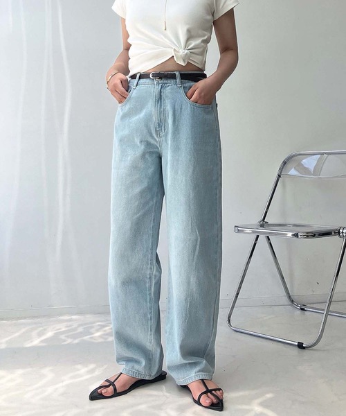 セール】♪ベルト付ゆるりカーブパンツ（デニムパンツ）｜AS KNOW AS