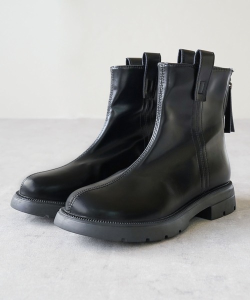 IAMUSE（アイアミューズ）の「バックジップショートブーツ S0785【IAMUSE】（ブーツ・レディース・ブラック・24cm/23cm/23.5cm/24.5cm）」の2枚目の写真