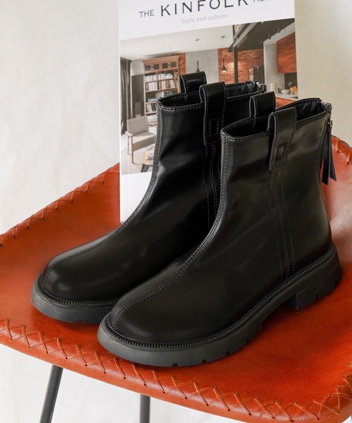 IAMUSE（アイアミューズ）の「バックジップショートブーツ S0785【IAMUSE】（ブーツ・レディース・ブラック・24cm/23cm/23.5cm/24.5cm）」の6枚目の写真