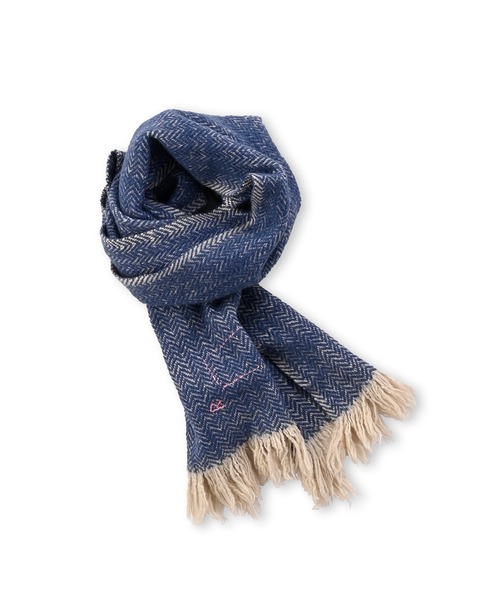 45R(フォーティファイブアール)の「インドメリノウールのマフラー(マフラー・レディース・ブラウン/ネイビー/サックスブルー・FREE)」の2枚目の写真