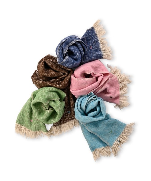 45R(フォーティファイブアール)の「インドメリノウールのマフラー(マフラー・レディース・ブラウン/ネイビー/サックスブルー・FREE)」の6枚目の写真