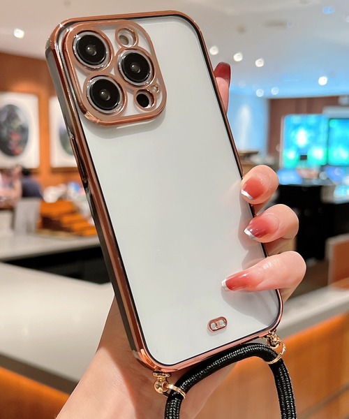 TeddyShop（テディショップ）の「【iPhone14 Pro用】サイドカラークリアネックストラップ付ケース（スマホケース/カバー・レディース・ピンク/パープル/ホワイト/グリーン/ブラック/レッド・ONE SIZE）」の3枚目の写真