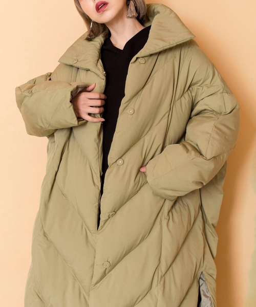 OSMOSIS（オズモーシス）の「エコダウンビッグコート（ダウンジャケット/コート・レディース・キャメル/ライトカーキ/ブラック・ONE SIZE）」の12枚目の写真