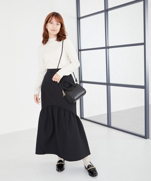 acro（アクロ）の「ぽこぽこエンボスマーメイドスカート/AC2312（スカート・レディース・ブラック/ベージュ・ﾌﾘ-）」の3枚目の写真