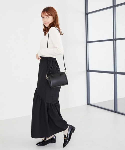 acro（アクロ）の「ぽこぽこエンボスマーメイドスカート/AC2312（スカート・レディース・ブラック/ベージュ・ﾌﾘ-）」の5枚目の写真